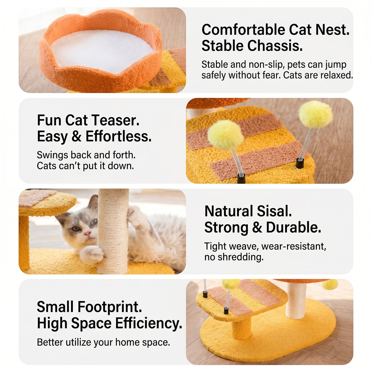 Cozy Cat Perch Station | Soft Plush Activity Center with Scratching Post | Engaging Playtime for Cats 8