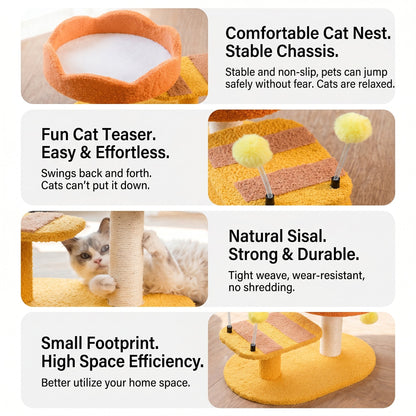 Cozy Cat Perch Station | Soft Plush Activity Center with Scratching Post | Engaging Playtime for Cats 8