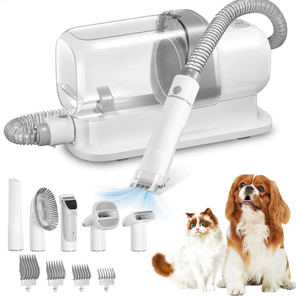 Dog & Cat Grooming Kit with Vacuum | 5 Tools & 4 Combs | 2.3L Container | 60dB | AC Powered