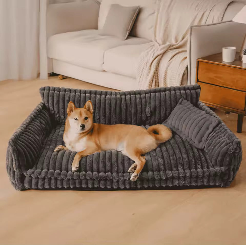 Orthopedic Dog Bed with Elevated Headrest & Joint Support