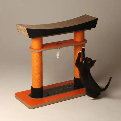 Elegant Torii Cat Scratcher | Dual-Functioning Scratching Post with Cozy Retreat | Stylish Cat Furniture for Modern Homes 1