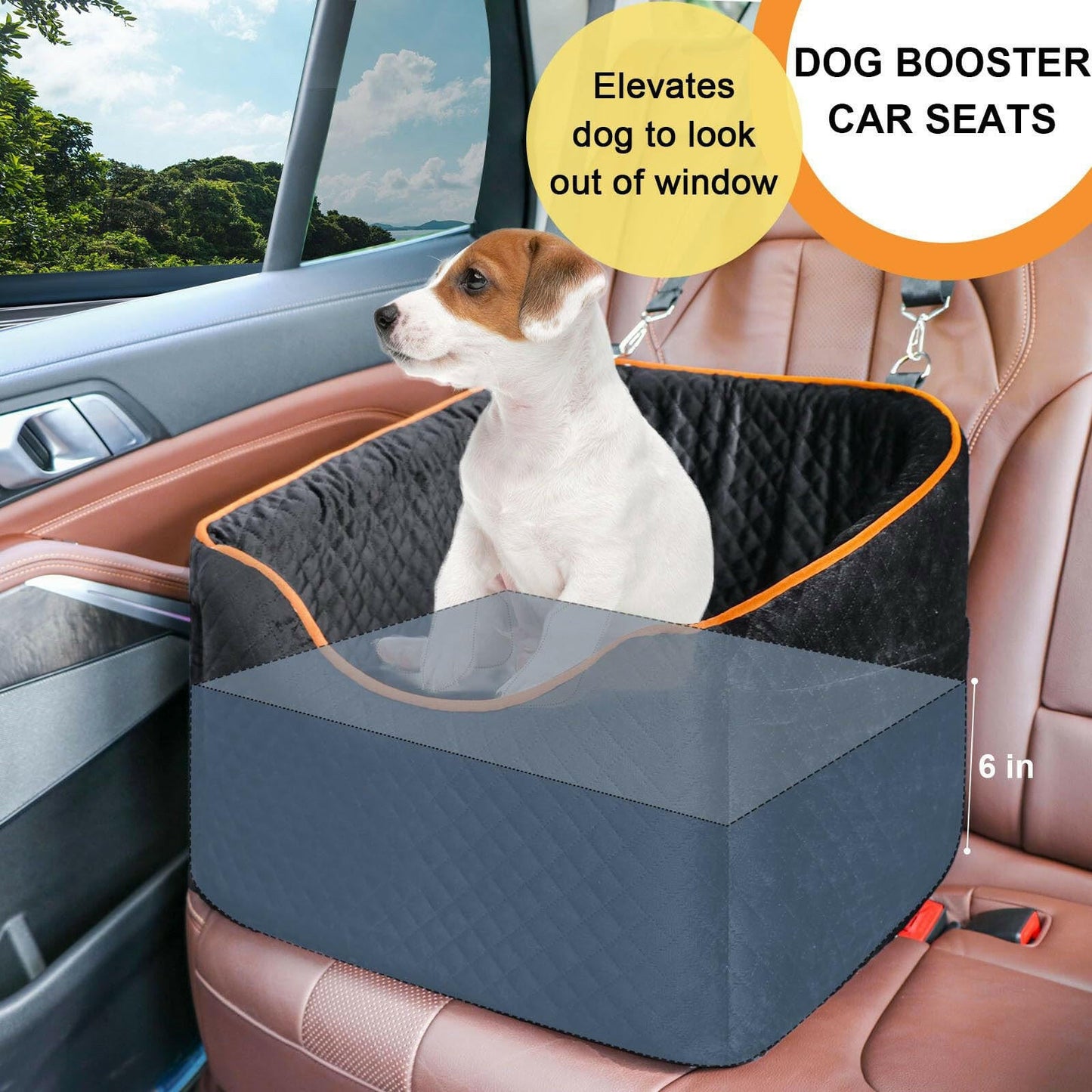 Elevated Dog Booster Car Seat with Safety Belt | Comfortable Design for Small Dogs 4