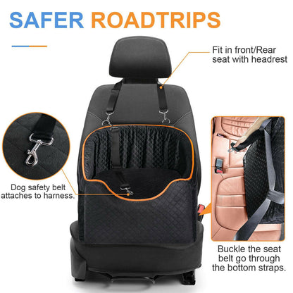 Elevated Dog Booster Car Seat with Safety Belt | Comfortable Design for Small Dogs 5