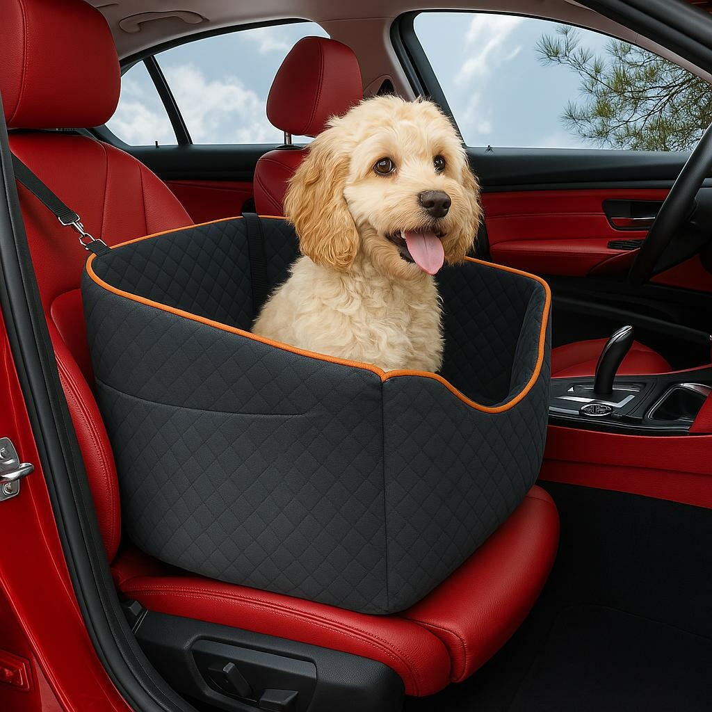 Elevated Dog Booster Car Seat with Safety Belt | Comfortable Design for Small Dogs 8
