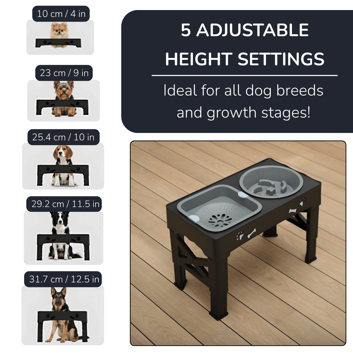 Elevated Dog Bowl Stand with Adjustable Height & Maze Design | Healthy Eating Solution for Large Dogs 3
