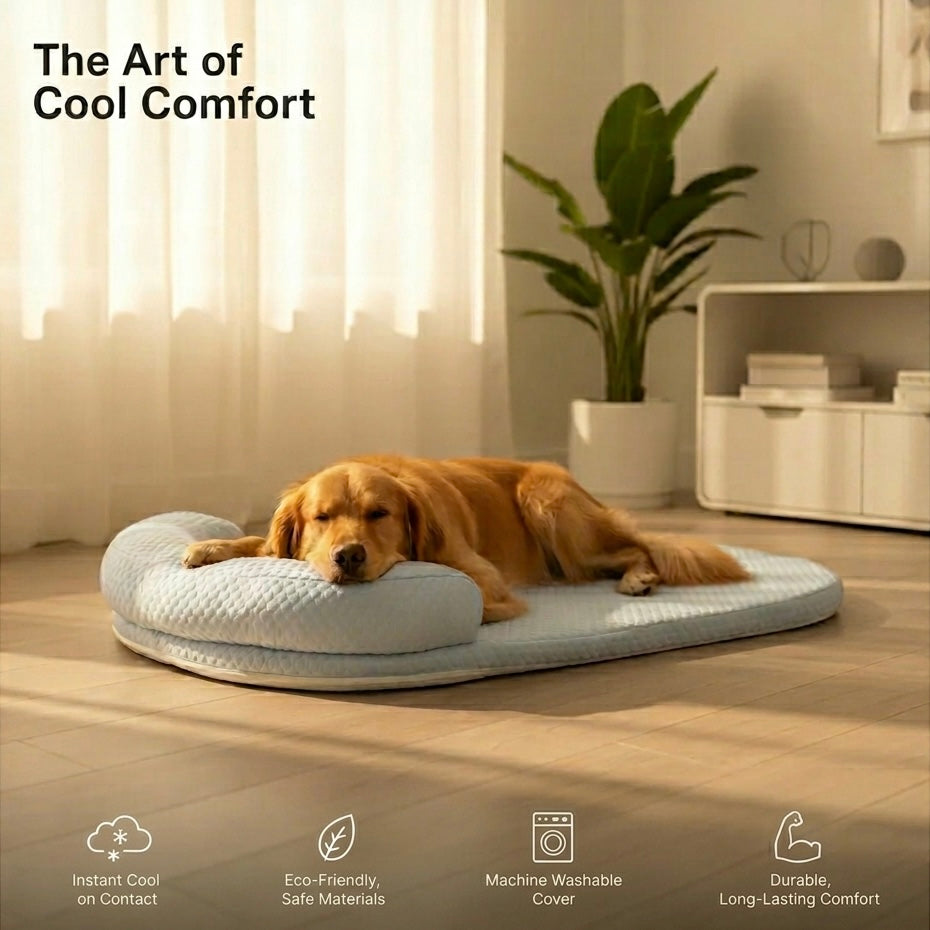 Orthopedic Cooling Dog Bed with Gel Mat & Joint Support