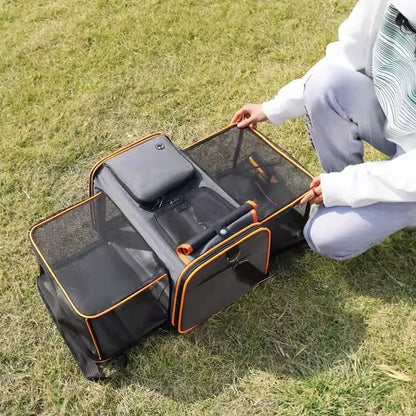 Expandable Pet Carrier Bag – Breathable Mesh, Foldable & Lightweight