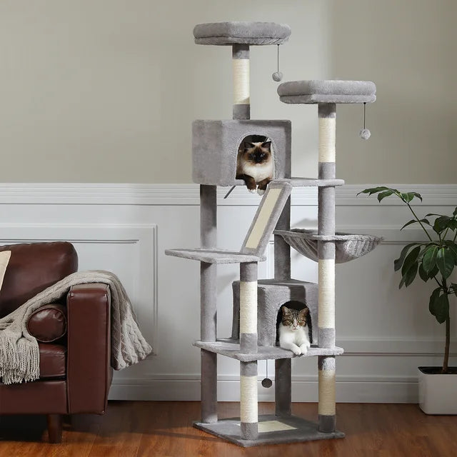 Feline Haven | Large Cat Tree with Multi-Level Design & Sisal Posts | Spacious Playground for Large Cats 7