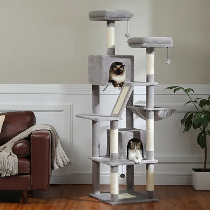 Feline Haven | Large Cat Tree with Multi-Level Design & Sisal Posts | Spacious Playground for Large Cats 7