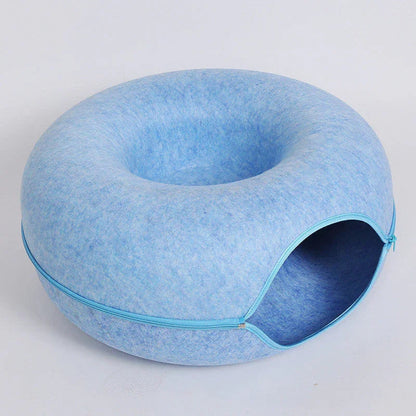 Felt Cat Bed & Tunnel | Dual-Use Design | Removable Cover | 2 Sizes | 7 Color Options