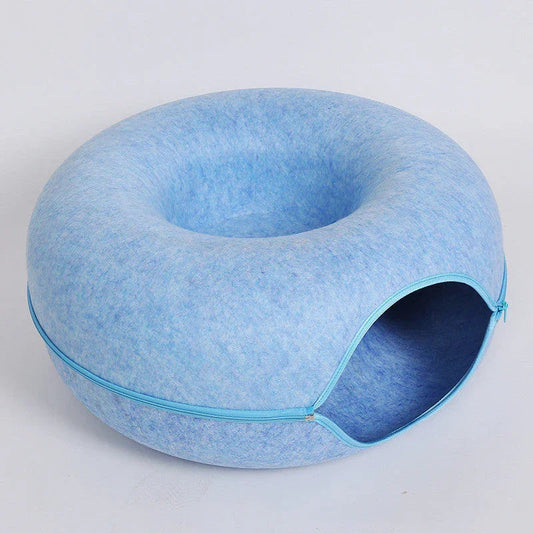 Felt Cat Bed & Tunnel | Dual-Use Design | Removable Cover | 2 Sizes | 7 Color Options