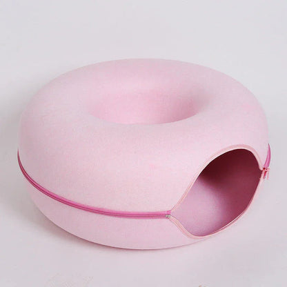 Felt Cat Bed & Tunnel | Dual-Use Design | Removable Cover | 2 Sizes | 7 Color Options
