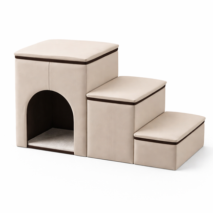 Foldable Dog Stairs | Eco-Friendly Steps with Internal Storage for Easy Access to High Beds 0