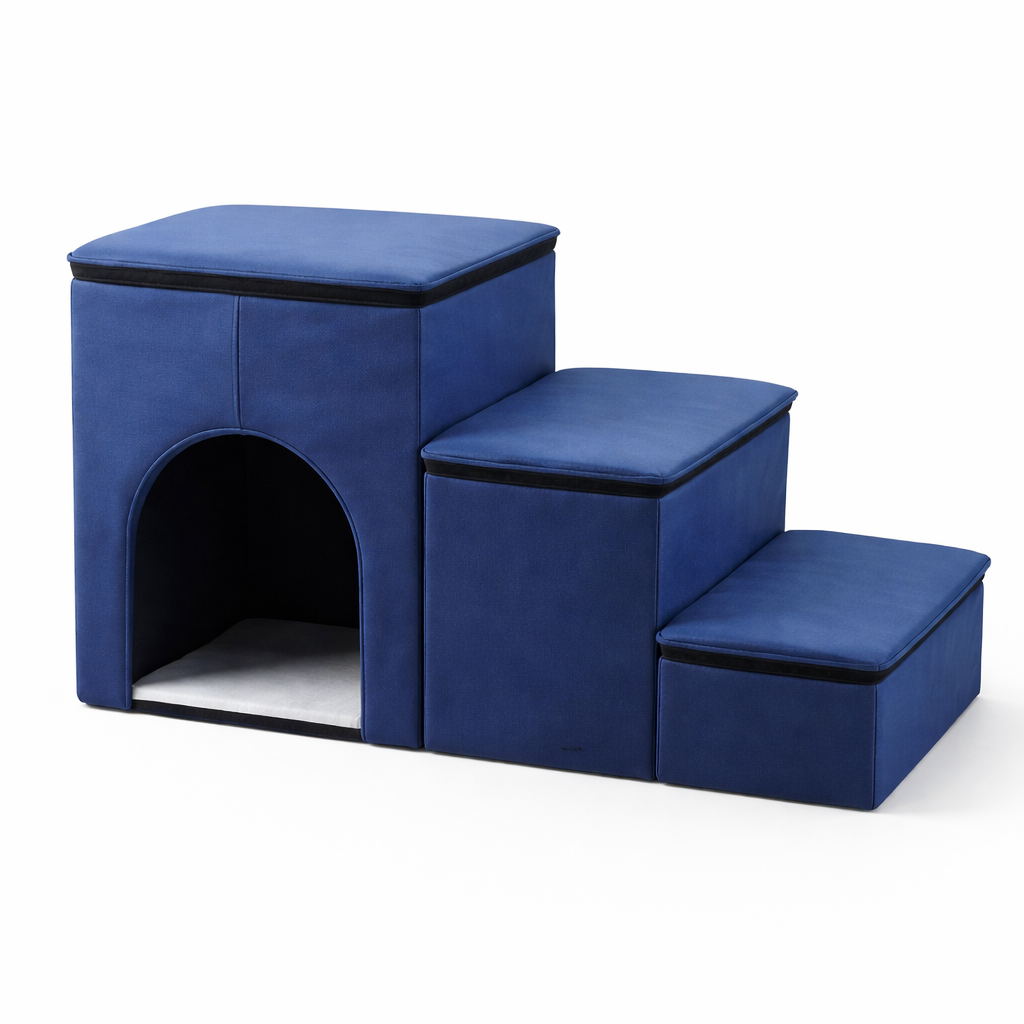 Foldable Dog Stairs | Eco-Friendly Steps with Internal Storage for Easy Access to High Beds 9