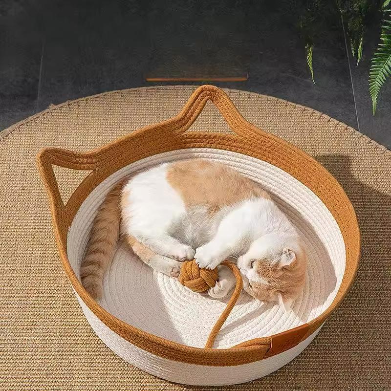 Handwoven Cotton Rope Cat Bed with High Sides | Stylish & Durable Pet Furniture for Ultimate Comfort 1