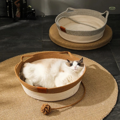 Handwoven Cotton Rope Cat Bed with High Sides | Stylish & Durable Pet Furniture for Ultimate Comfort 3