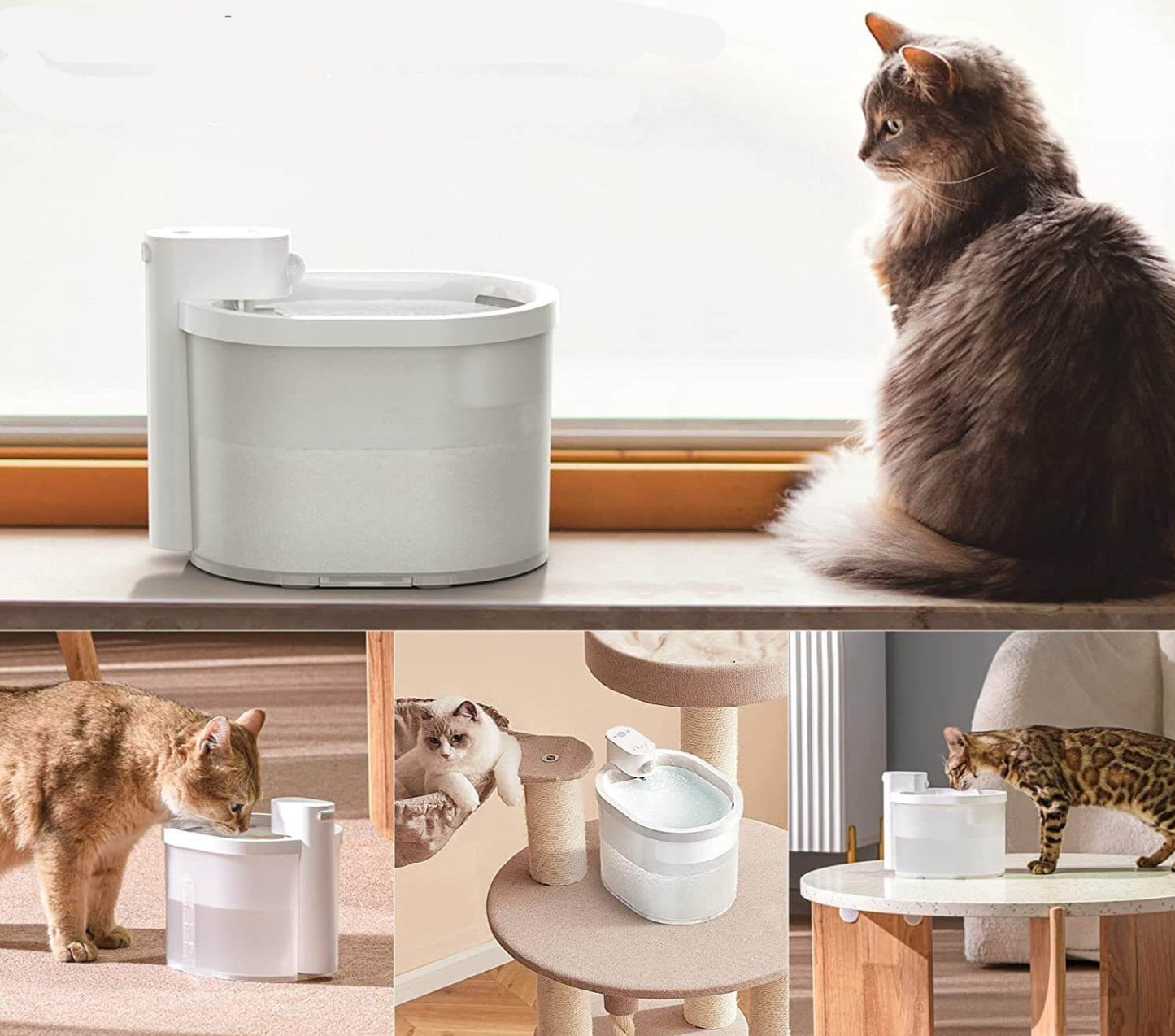 Motion Sensor Cat Water Fountain | 2L | 6-Layer Filtration | USB Rechargeable | Quiet | Black
