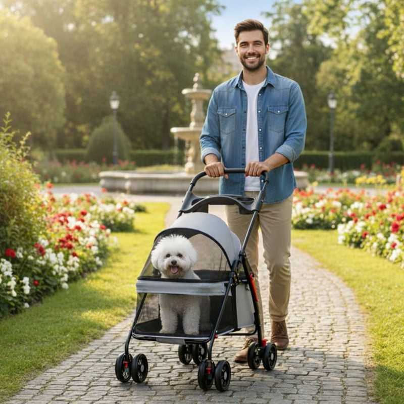 Pet Companion | Lightweight Dog Stroller with Breathable Mesh Panels | Comfortable Travel Solution for Small Dogs 5