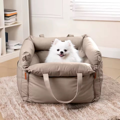 Plush Dog Car Seat with Safety Belt | Water-Repellent | 55x50x45cm | Lightweight & Portable