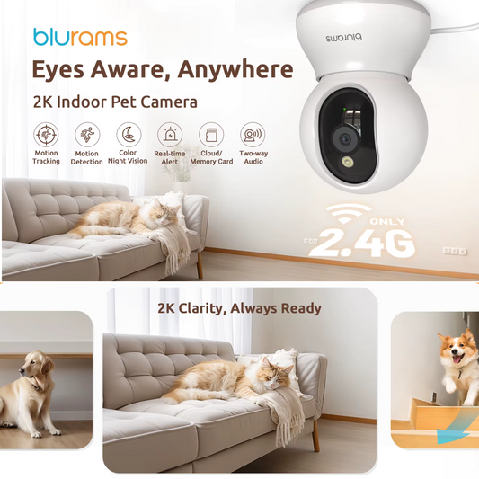 Smart Pet Camera | 360° Indoor Dog & Cat Camera with 2K Resolution | Two-Way Audio for Interactive Pet Monitoring 1