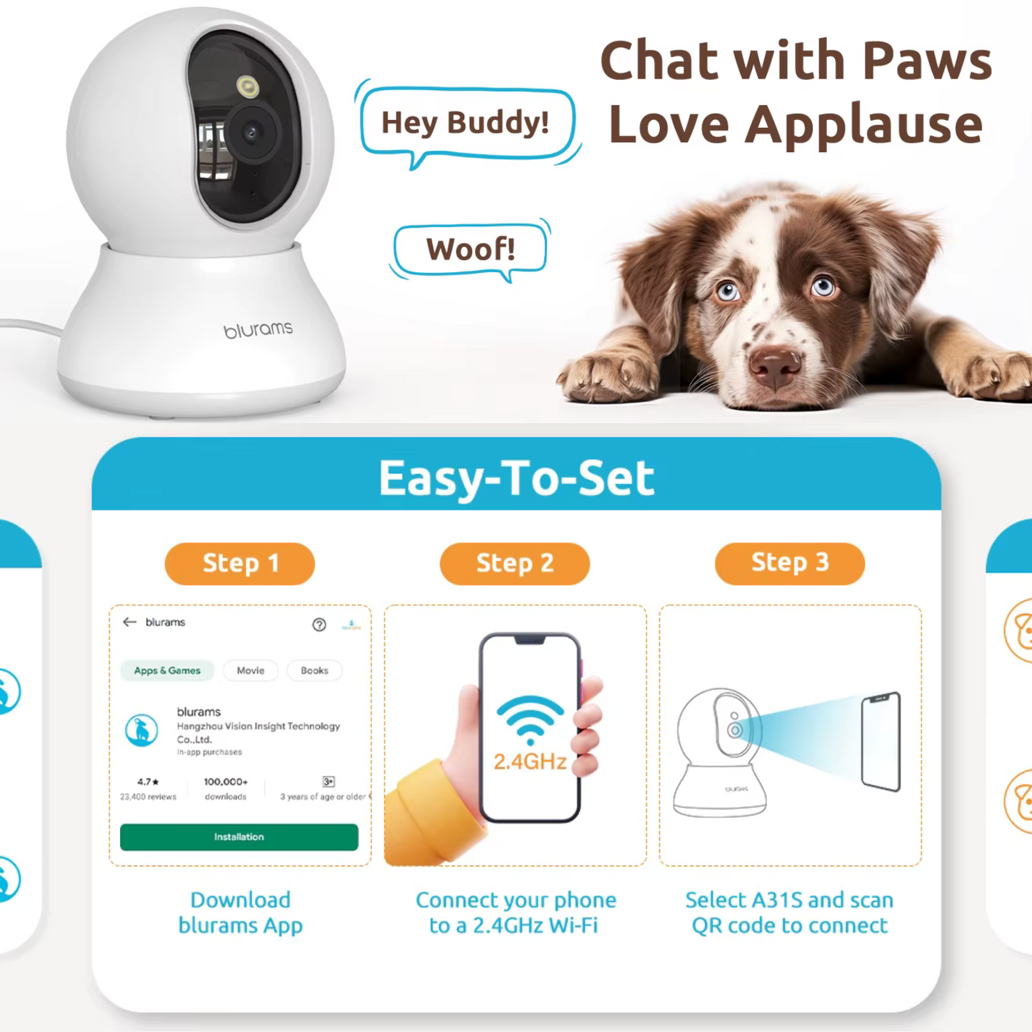 Smart Pet Camera | 360° Indoor Dog & Cat Camera with 2K Resolution | Two-Way Audio for Interactive Pet Monitoring 2
