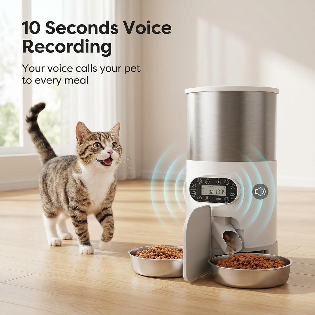 Smart Pet Feeder | Automatic Pet Feeder with App Control & Voice Recording | 4.5L Capacity for Timely Meals 3