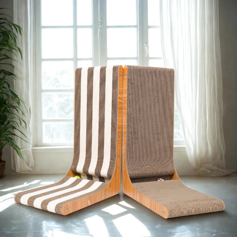 Vertical Cat Scratching Board with Solid Wood Frame & Durable Cardboard for Effective Furniture Protection 2