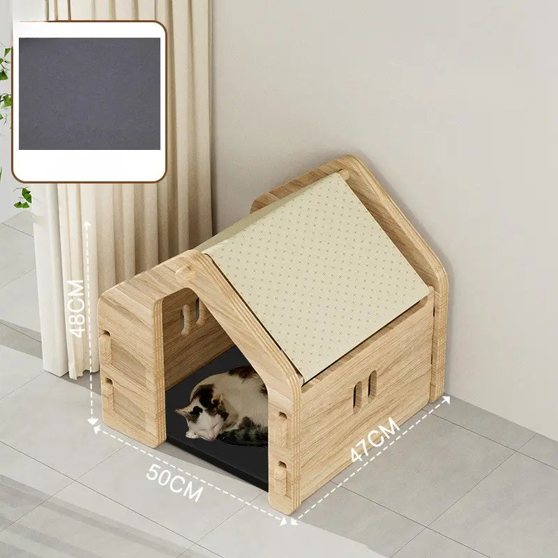 Wooden Outdoor Pet House | 360° Ventilation | Tool-Free Assembly | Dogs & Cats