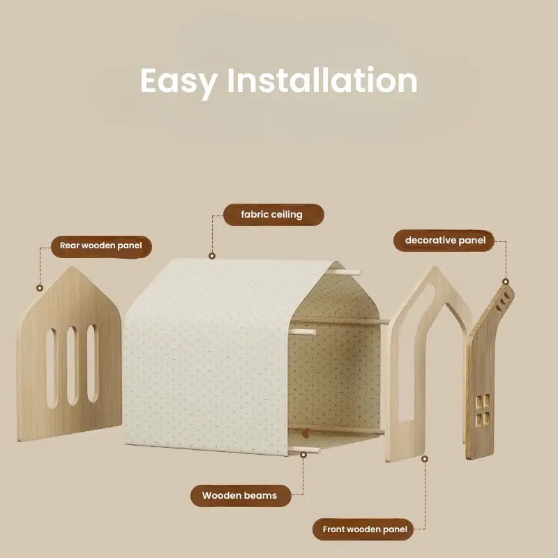 Wooden Outdoor Pet House | 360° Ventilation | Tool-Free Assembly | Dogs & Cats