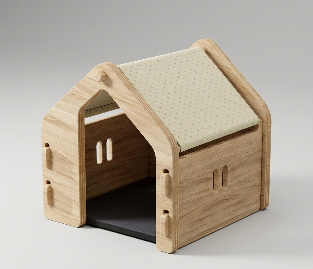 Wooden Outdoor Pet House | 360° Ventilation | Tool-Free Assembly | Dogs & Cats